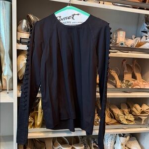 McGuire Black Long-Sleeve Button-Trim Top